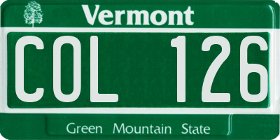 VT license plate COL126