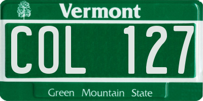 VT license plate COL127