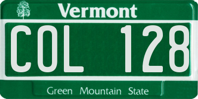 VT license plate COL128