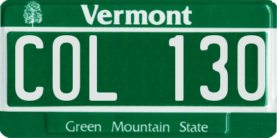 VT license plate COL130