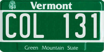 VT license plate COL131