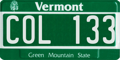 VT license plate COL133