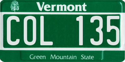 VT license plate COL135