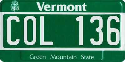 VT license plate COL136
