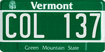 VT license plate COL137