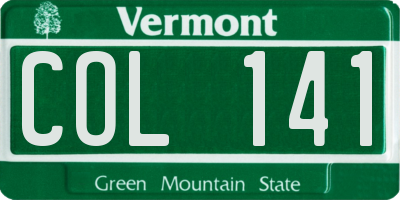 VT license plate COL141