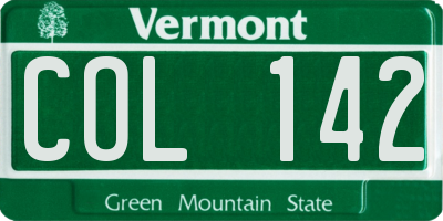 VT license plate COL142