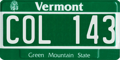 VT license plate COL143