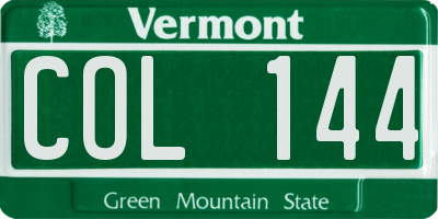 VT license plate COL144