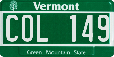 VT license plate COL149