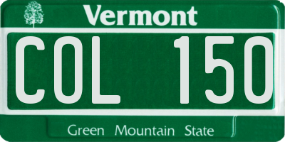 VT license plate COL150