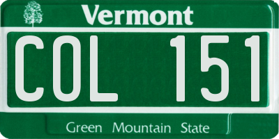 VT license plate COL151