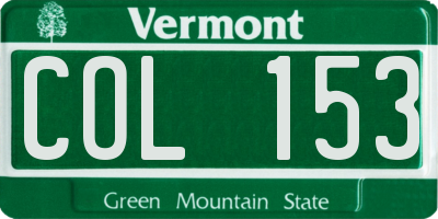 VT license plate COL153
