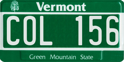 VT license plate COL156