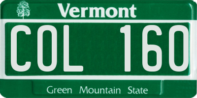 VT license plate COL160