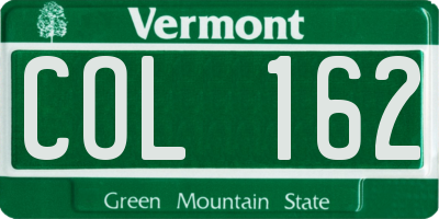 VT license plate COL162