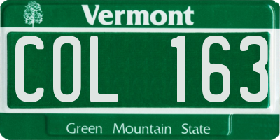 VT license plate COL163