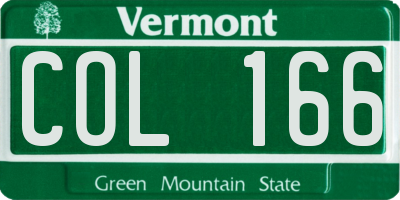 VT license plate COL166