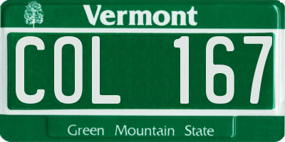 VT license plate COL167