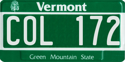 VT license plate COL172