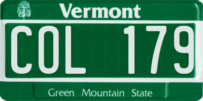 VT license plate COL179