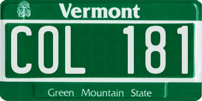 VT license plate COL181
