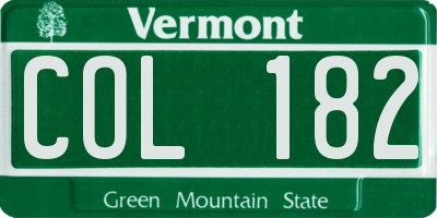 VT license plate COL182
