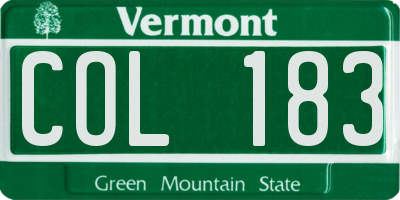 VT license plate COL183
