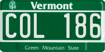 VT license plate COL186