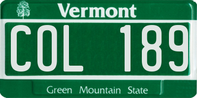 VT license plate COL189