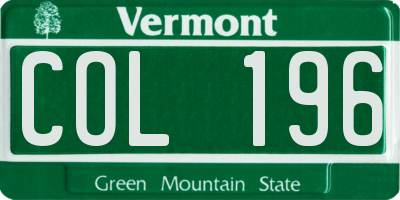 VT license plate COL196
