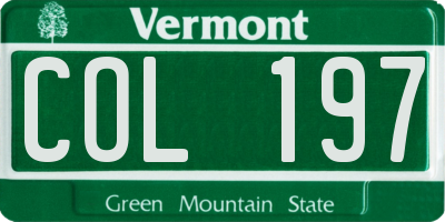 VT license plate COL197