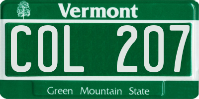 VT license plate COL207