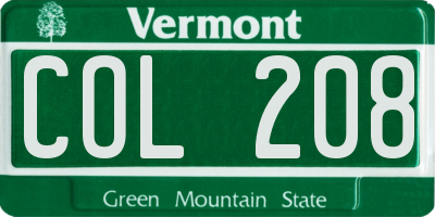 VT license plate COL208