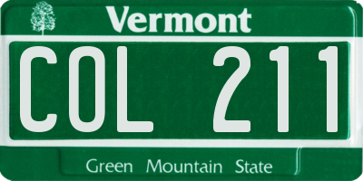 VT license plate COL211