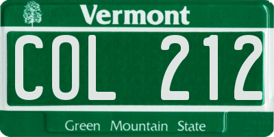VT license plate COL212