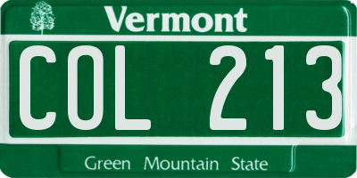 VT license plate COL213