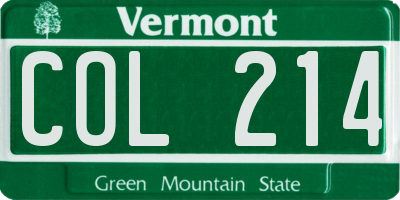 VT license plate COL214