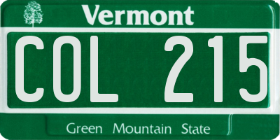 VT license plate COL215