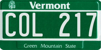 VT license plate COL217