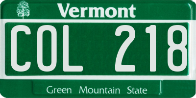 VT license plate COL218