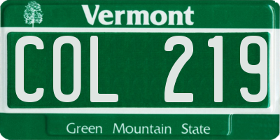 VT license plate COL219