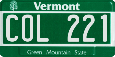 VT license plate COL221