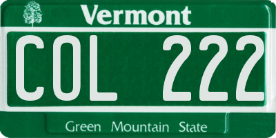 VT license plate COL222