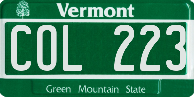 VT license plate COL223