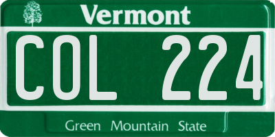 VT license plate COL224