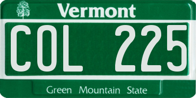 VT license plate COL225