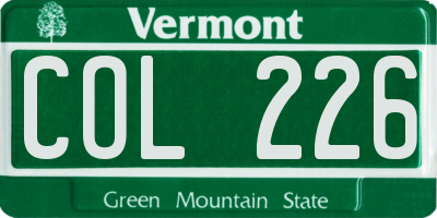 VT license plate COL226