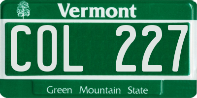 VT license plate COL227