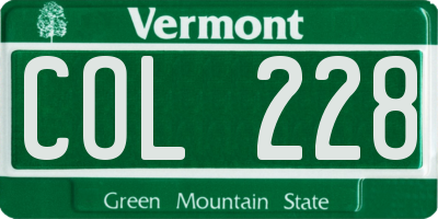 VT license plate COL228